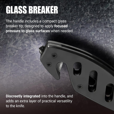 Tactical Legal Knife for Men Women - 2.68 inch Serrated Blade - Small Black Pocket Knives with Glass Breaker Seatbelt Cutter - Cool Folding Tool for Camping Work EDC - Mens Birthday Gift Ideas 6655 B