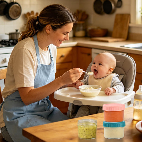 Dehov 6-Piece Glass Baby Food Containers with Lids,4&8 OZ Small Glass Freezer Safe Baby Food Storage Jars,Leak Proof Baby Food Grade Puree Containers