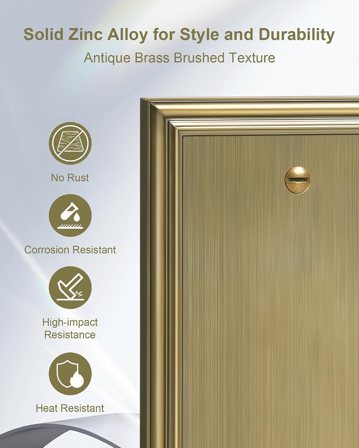 2-Pack Zinc Alloy Single Blank Wall Plates, Solid Switch Covers