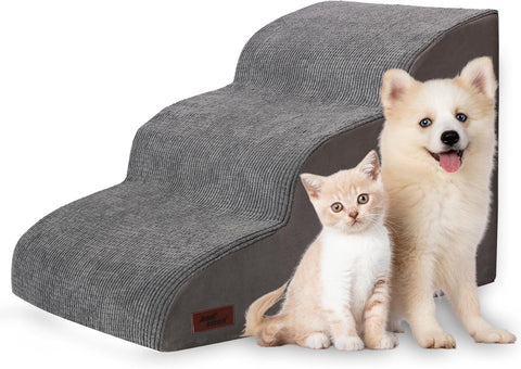 Aodisman Dog Stairs for Small Dogs and Cats,3-Step Pet Ramp for Bed & Couch