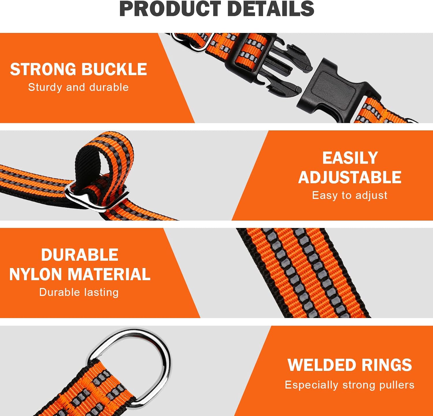 Martingale Collar for Dogs,Reflective Escape Proof,Orange,L
