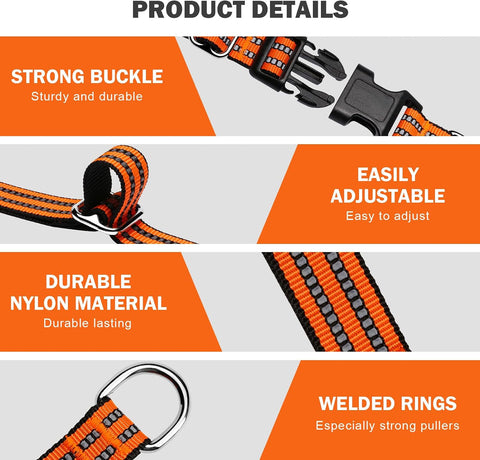 Martingale Collar for Dogs,Reflective Escape Proof,Orange,L