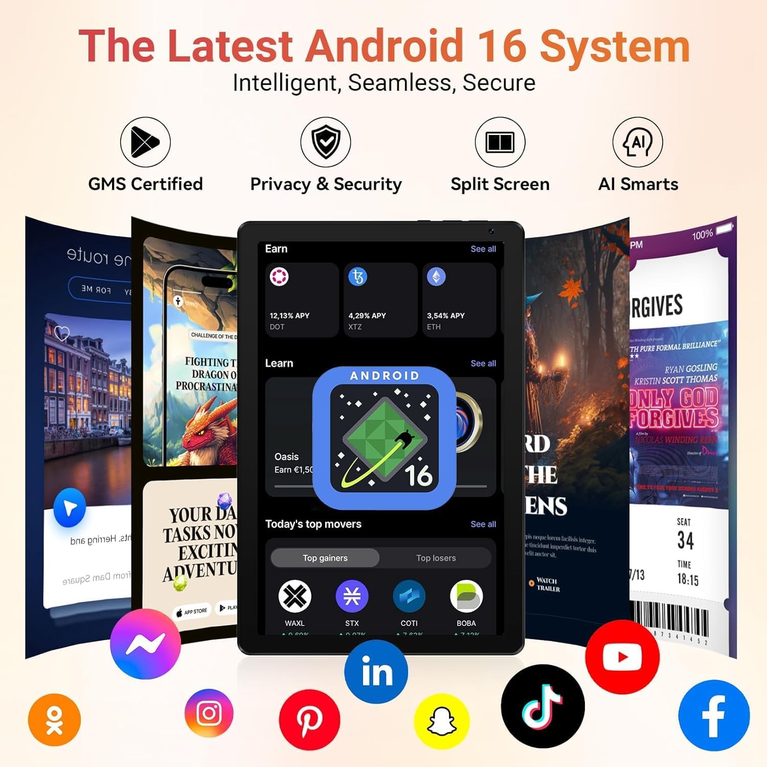 URAO Tablet,10.1" Android 16 Tablet Octa-core 36GB+128GB Dual Camera