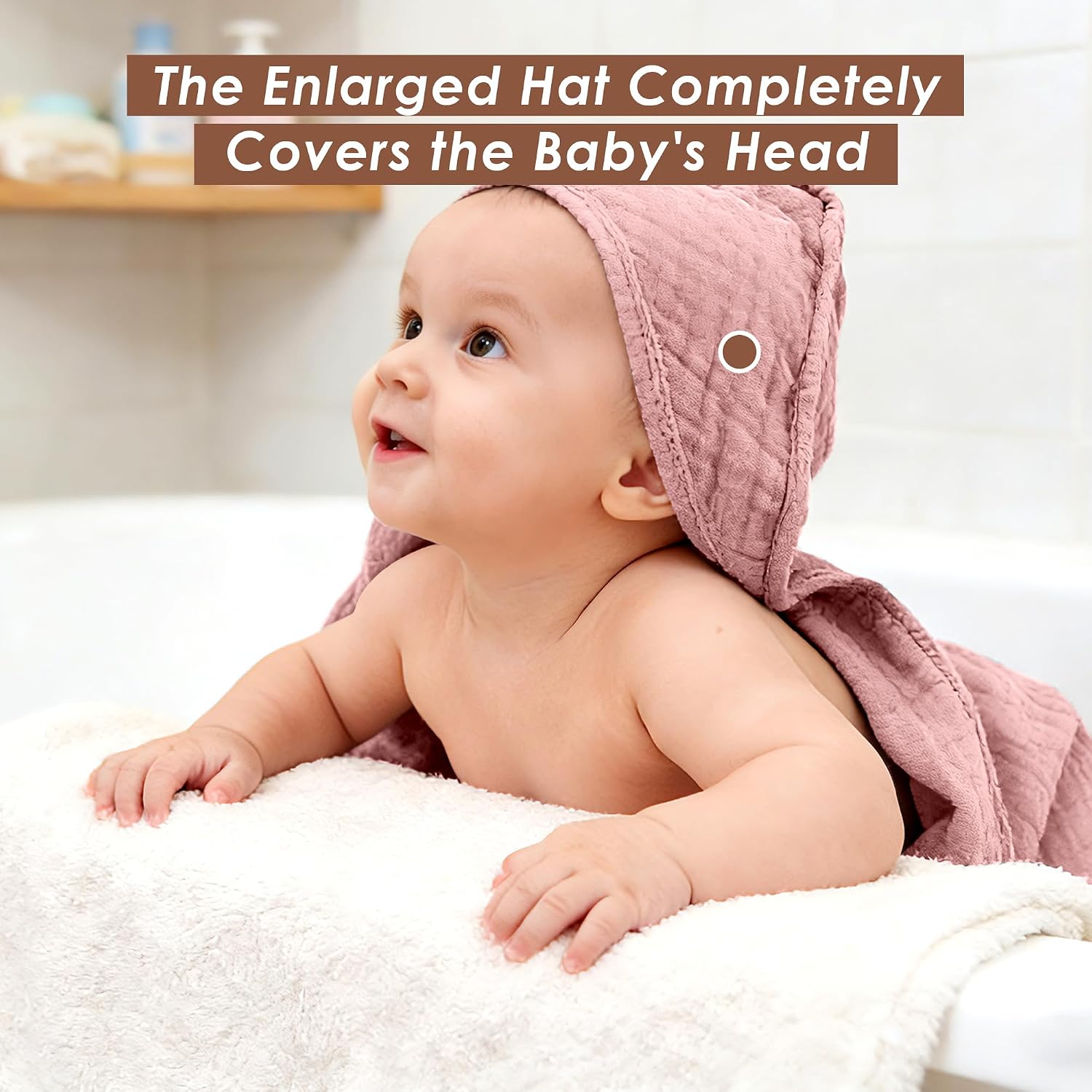 Ease Cubs 3-Pack Muslin Hooded Baby Towels, 100% Cotton, Ultra-Soft & Absorbent Baby Bath Towels with Hood for Babies, Infant, Toddler and Newbron (Pink and Sakura Series,32" x 32")