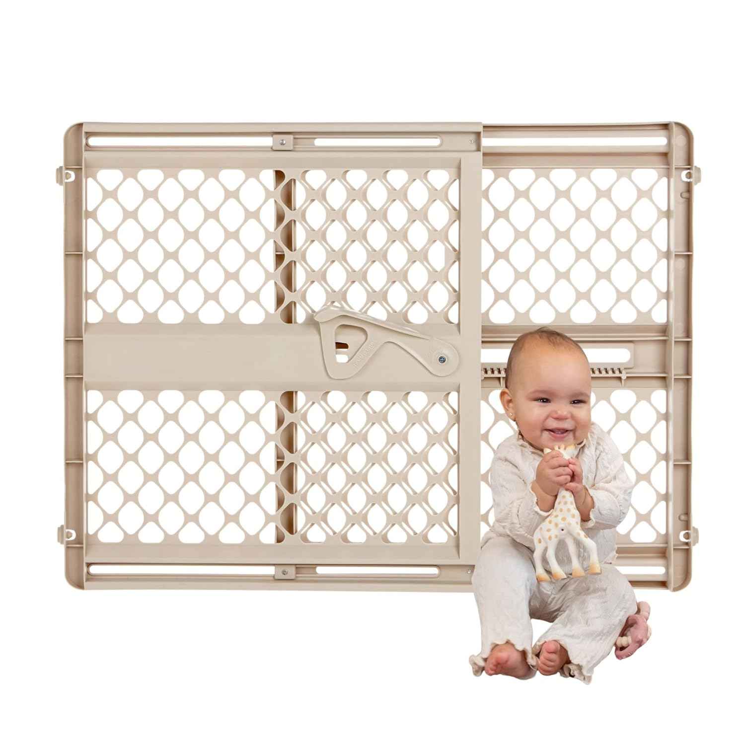 Toddleroo by North States - Supergate Ergo Baby Gate: Plastic Baby Gate for Stairs & Doorways - Adjustable Indoor Safety Gate - Made in USA - 26 to 42 Inches Wide - 26 Inches Tall - Sand