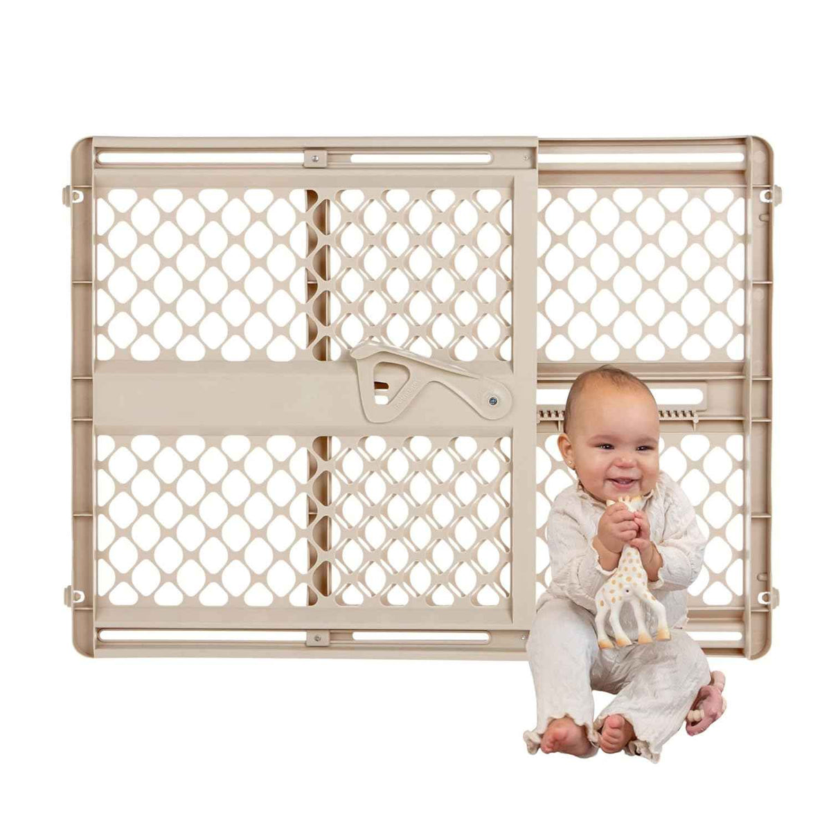 Toddleroo by North States - Supergate Ergo Baby Gate: Plastic Baby Gate for Stairs & Doorways - Adjustable Indoor Safety Gate - Made in USA - 26 to 42 Inches Wide - 26 Inches Tall - Sand