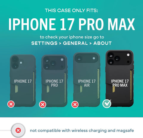 Smartish® iPhone 17 Pro Max Wallet Case + Screen Protector - [Slim + Protective] Phone Case Credit Card Holder + 2-Pack Tempered Glass Screen Protectors for Apple iPhone 17 Pro Max - Black Tie Affair
