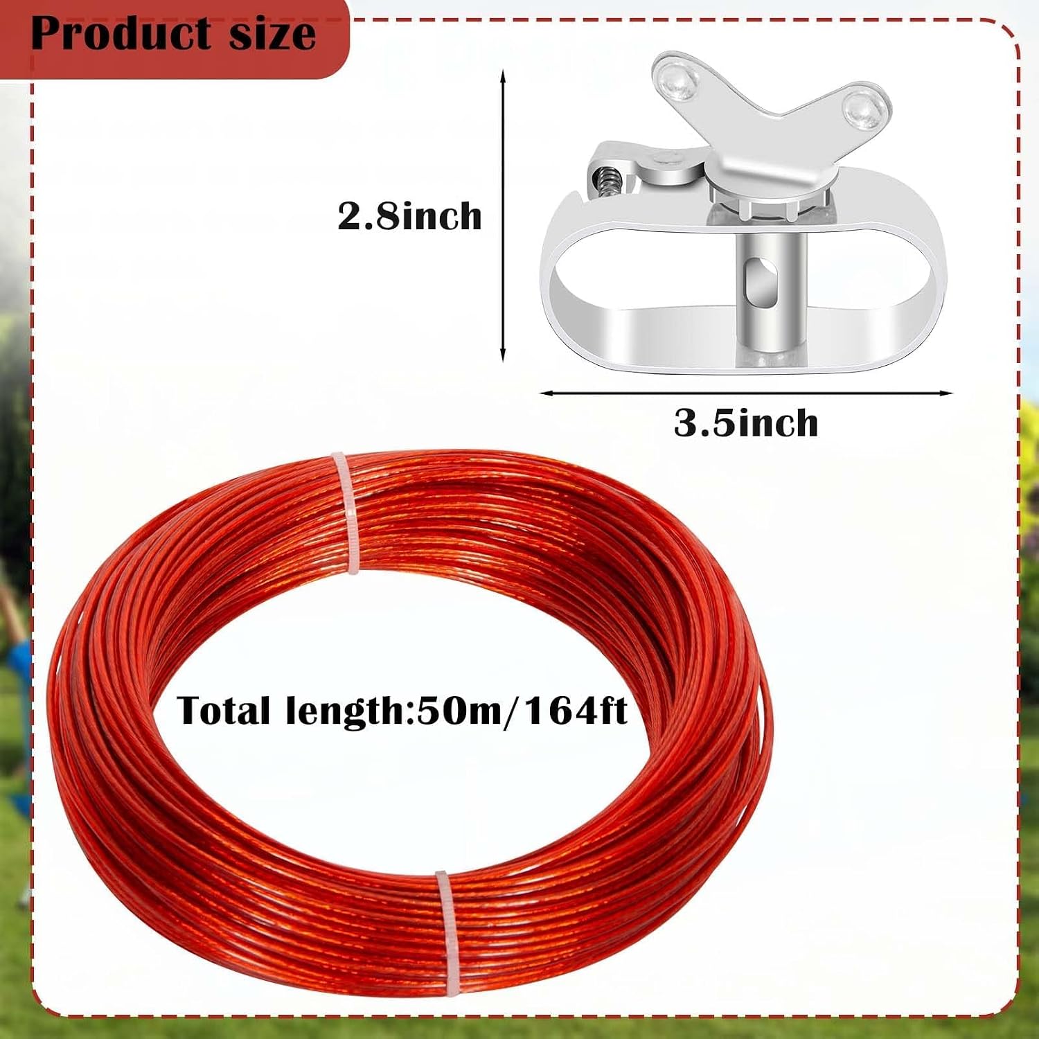 164 FT Swimming Pool Cover Cable and Ratchet Winch Kit