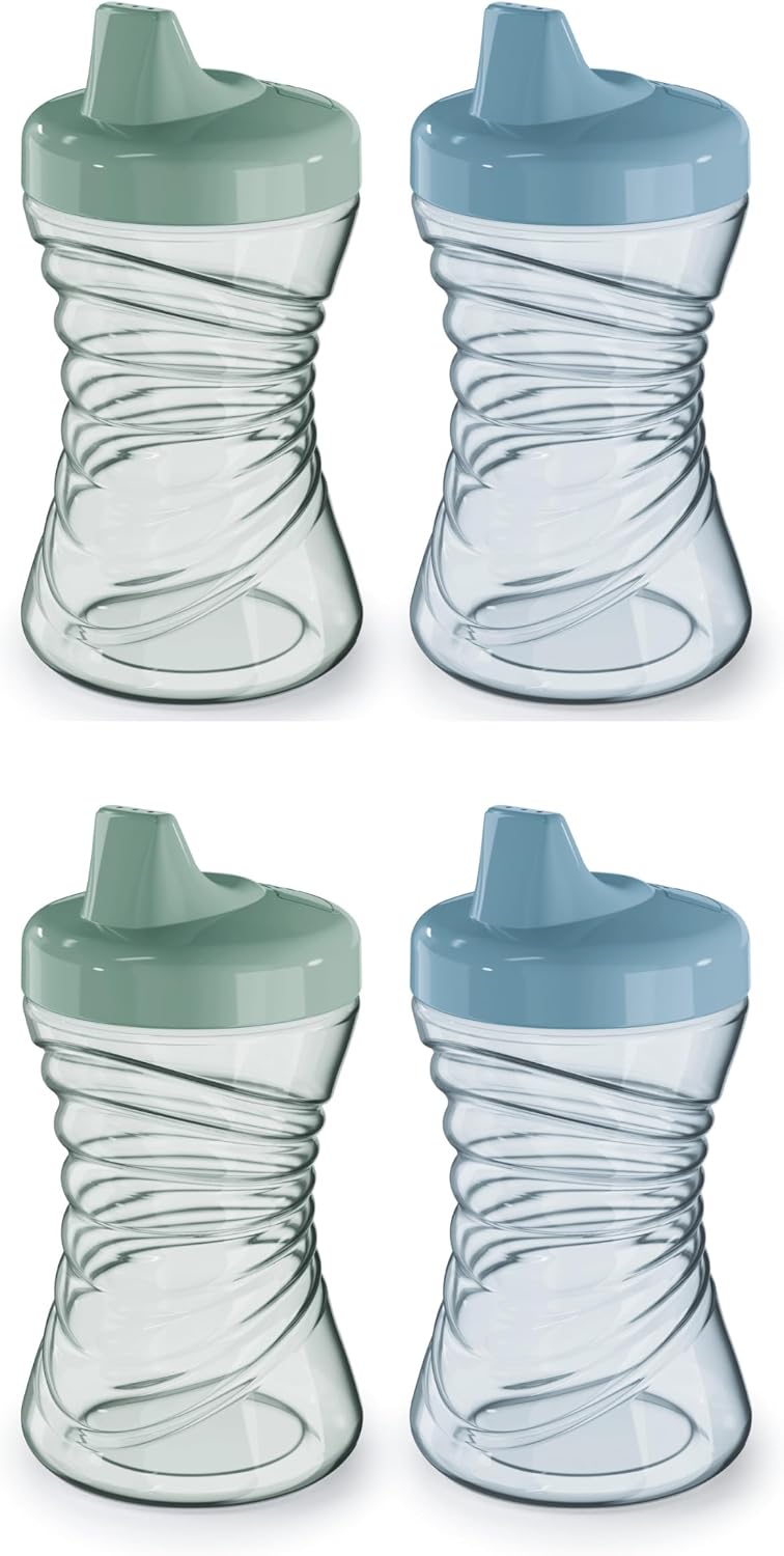 NUK First Choice Fun Grips Hard Spout Straw Cup 2.0, 10 oz. Sippy Cup with Handles, 4-pack
