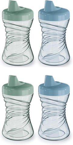 NUK First Choice Fun Grips Hard Spout Straw Cup 2.0, 10 oz. Sippy Cup with Handles, 4-pack