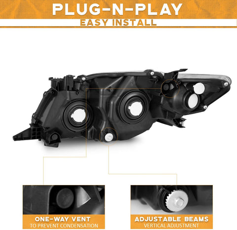 WEELMOTO Headlights Assembly for 2009-2010 Toyota Corolla S/LE/XLE