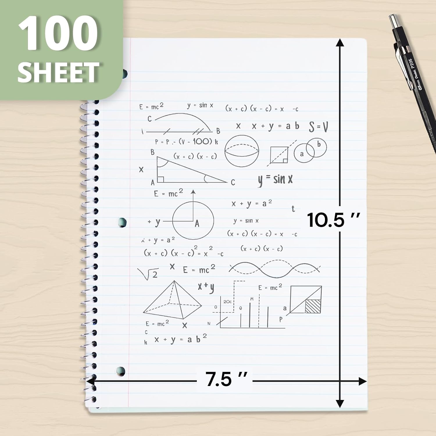 ONAVIA 1 Subject Spiral Notebook College Ruled 5 Pack, 140 Pages, Assorted