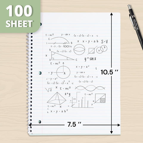 ONAVIA 1 Subject Spiral Notebook College Ruled 5 Pack, 140 Pages, Assorted