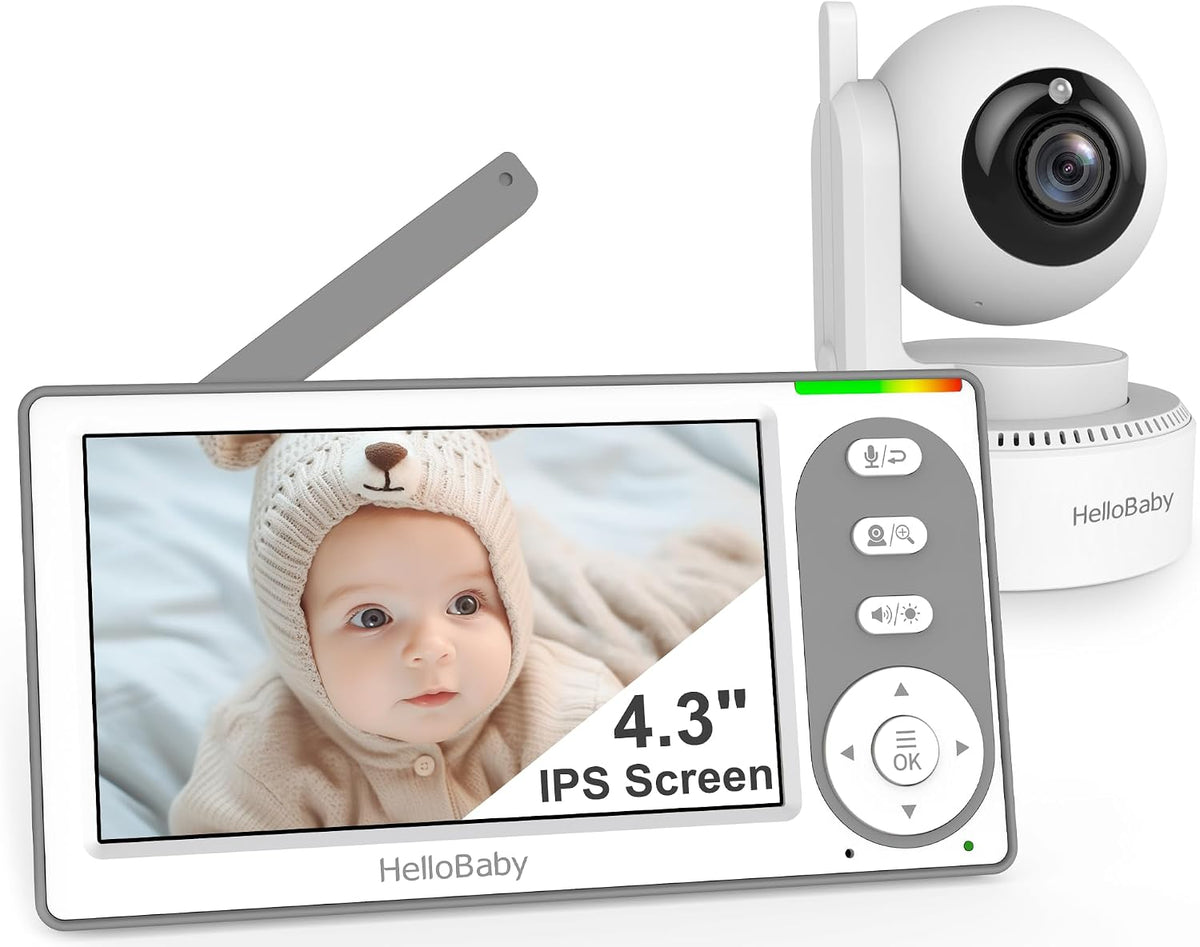HelloBaby 4.3'' Video Baby Monitor No WiFi, 30 Hours Battery