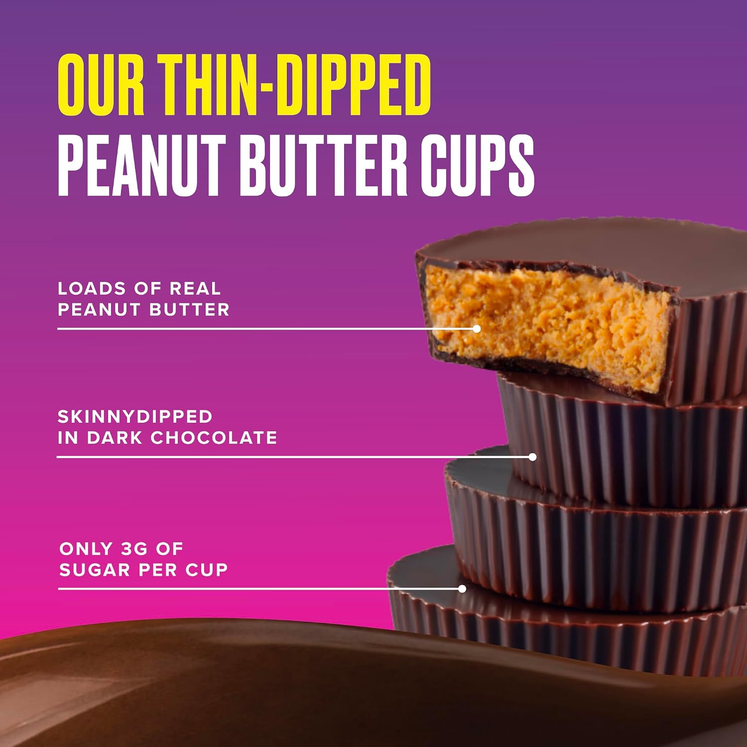 SkinnyDipped Dark Chocolate Peanut Butter Cups, 3.17oz Bags | 4 Pack