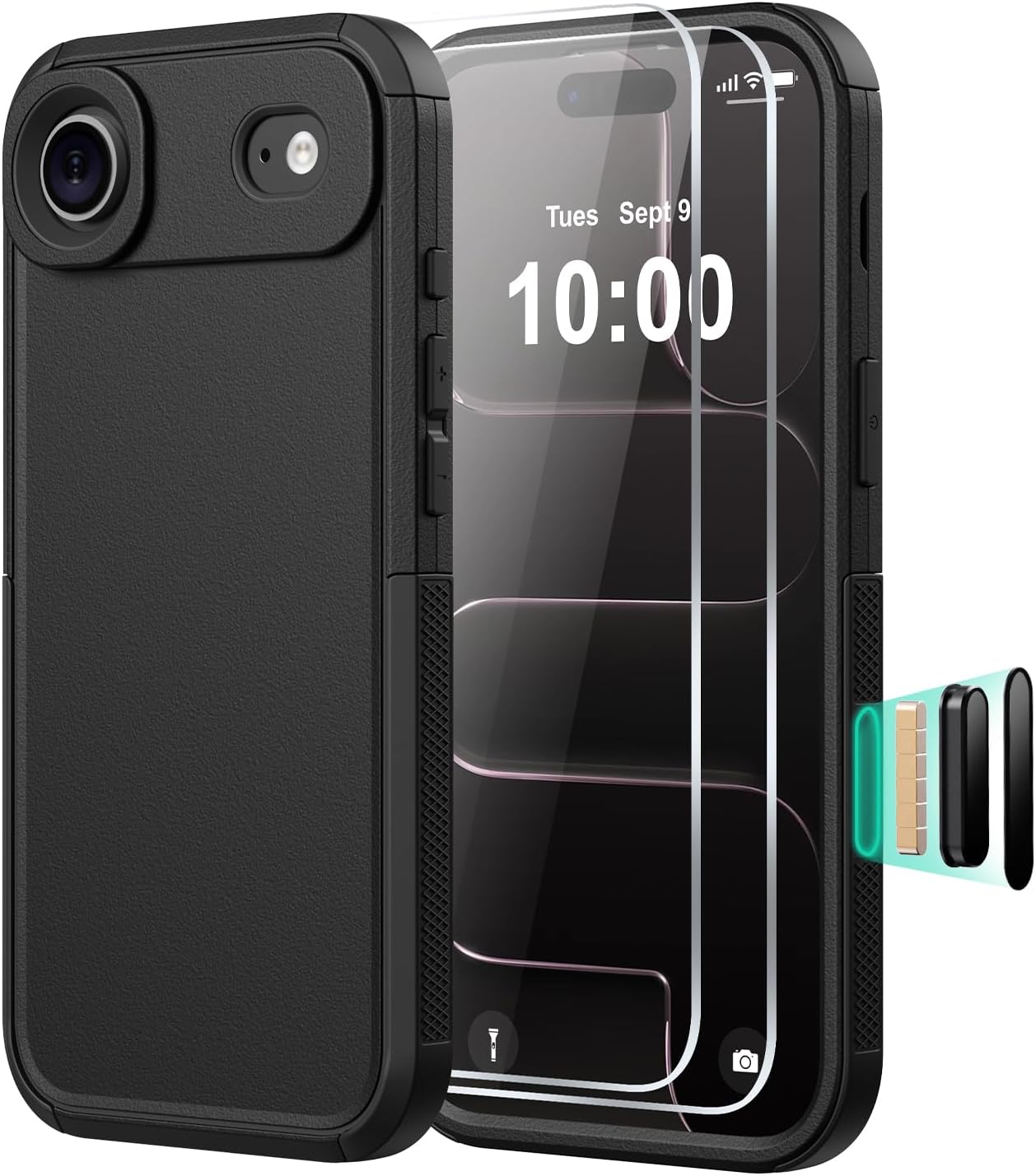 Diverbox Magnetic for iPhone Air Case-(Compatible with MagSafe) Heavy Duty Protection Phone Case with Camera Control Button with Screen Protector Shockproof Drop-Proof 6.5 inch (Black)