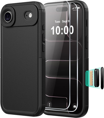 Diverbox Magnetic for iPhone Air Case-(Compatible with MagSafe) Heavy Duty Protection Phone Case with Camera Control Button with Screen Protector Shockproof Drop-Proof 6.5 inch (Black)