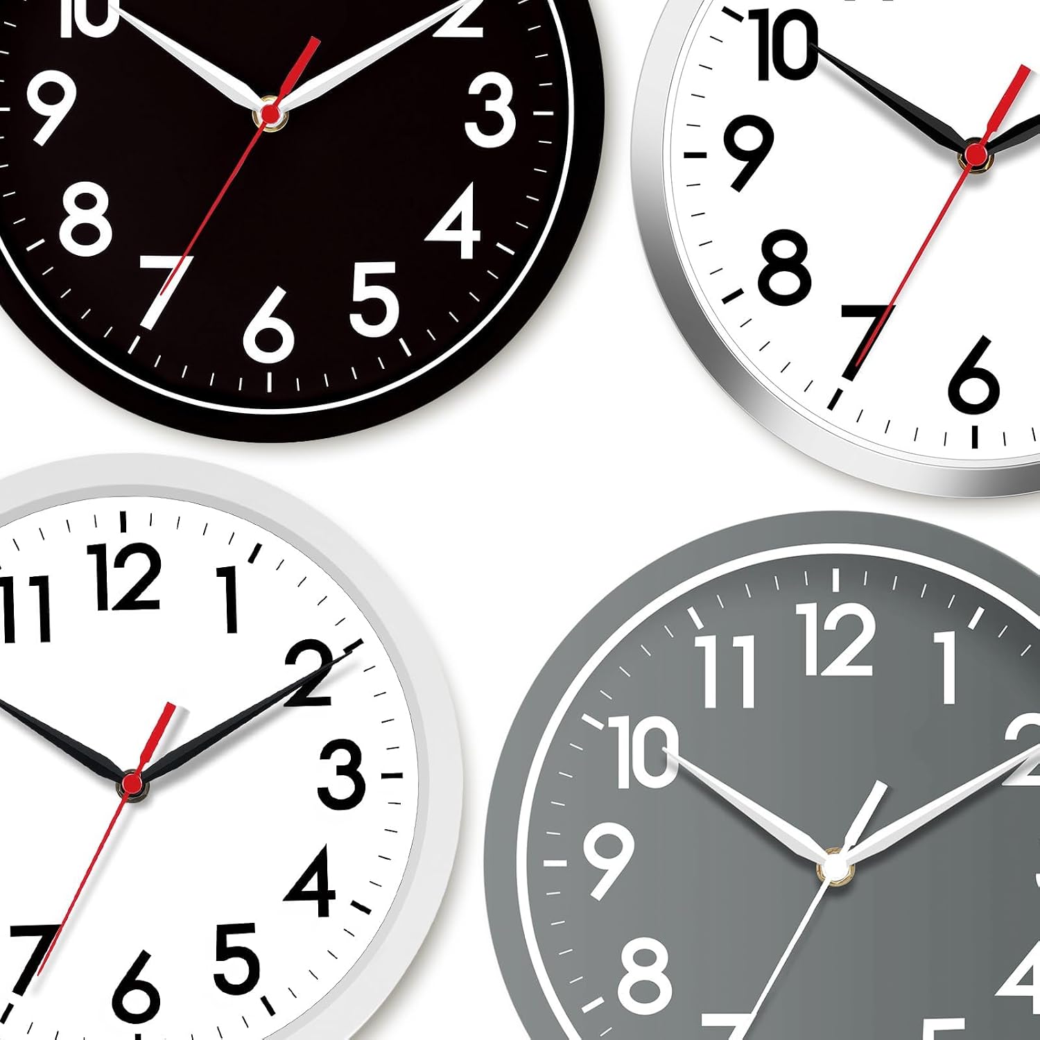 AKCISOT 8 Inch Wall Clock, Silent Battery Operated Analog Clock, Black