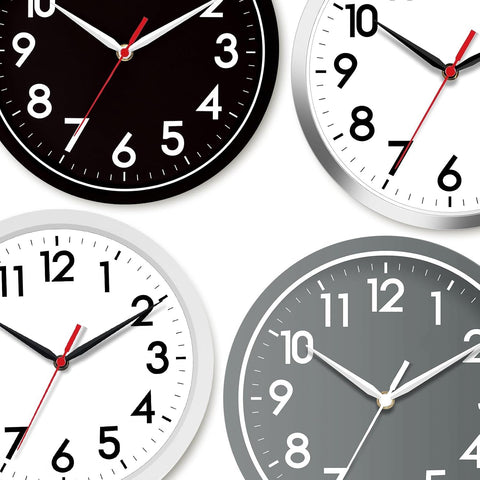 AKCISOT 8 Inch Wall Clock, Silent Battery Operated Analog Clock, Black