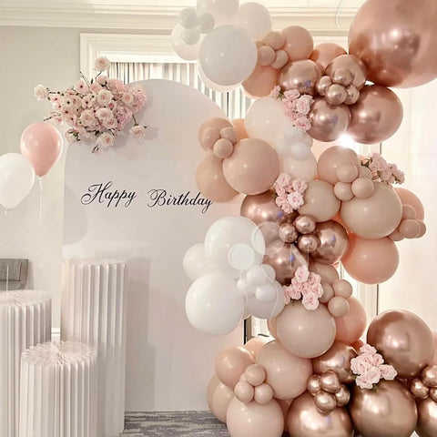 Voircoloria 130pcs Rose Gold Balloons Garland Arch Kit, 18 12 10 5 Inch