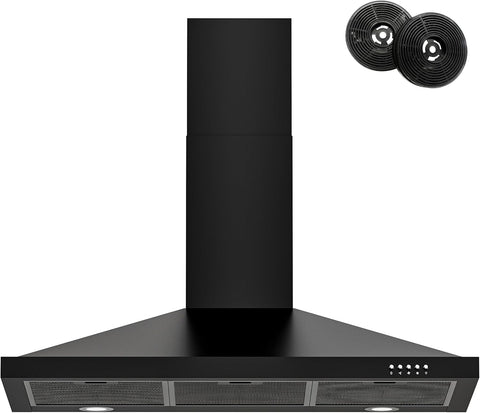 FIREGAS Black Range Hood 36 inch, Wall Mount Range Hood