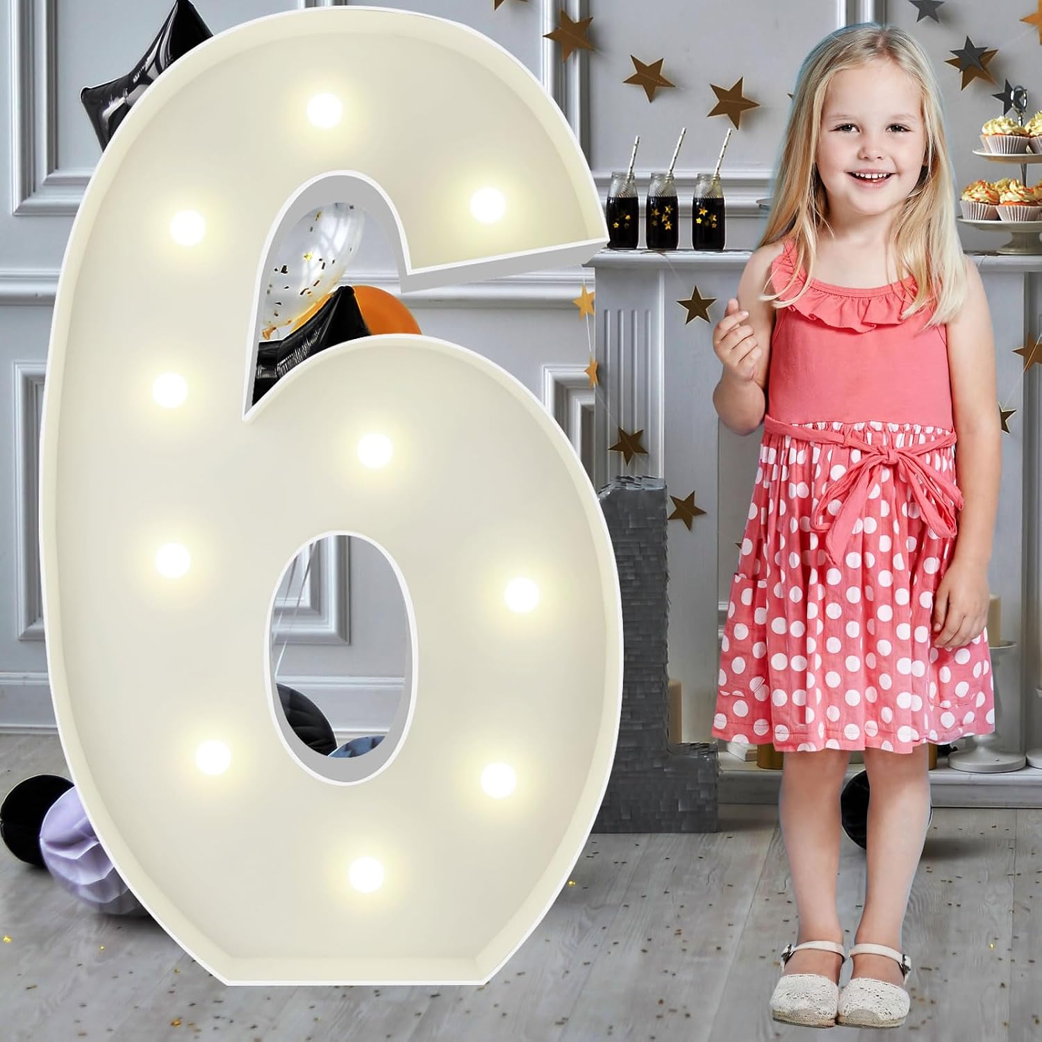 3FT Marquee Numbers 6 Light Up Sign for 6th Birthday Decor