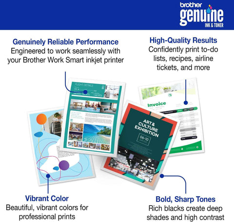 Brother Genuine LC5014PK 4-Pack (1 Each of) Standard Yield Black, Cyan, Magenta, and Yellow Ink Cartridges | Genuine Brother LC5014PK 4-Cartridge Set: Bk≈250 Pages, C and M and Y≈200 Pages, (1 Each of)
