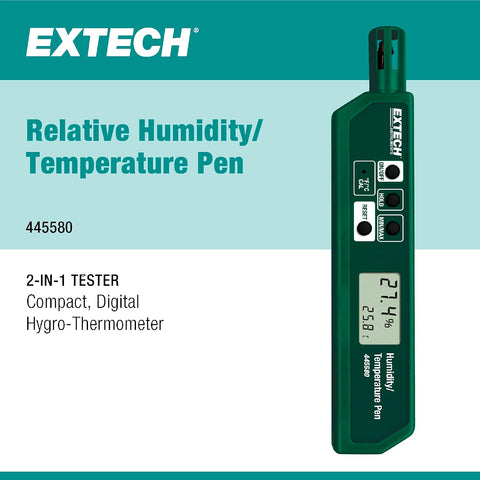 Extech 445580 Humidity and Temperature Pen, Fast Sensor, Dual LCD