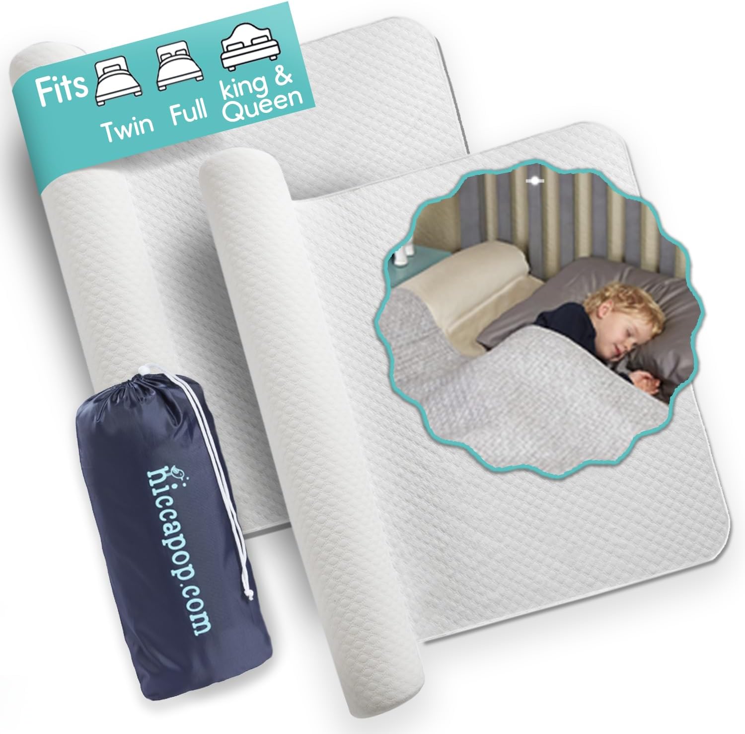 Hiccapop 2-Pack, Inflatable Bed Bumper for Toddlers, Travel Bed Rails