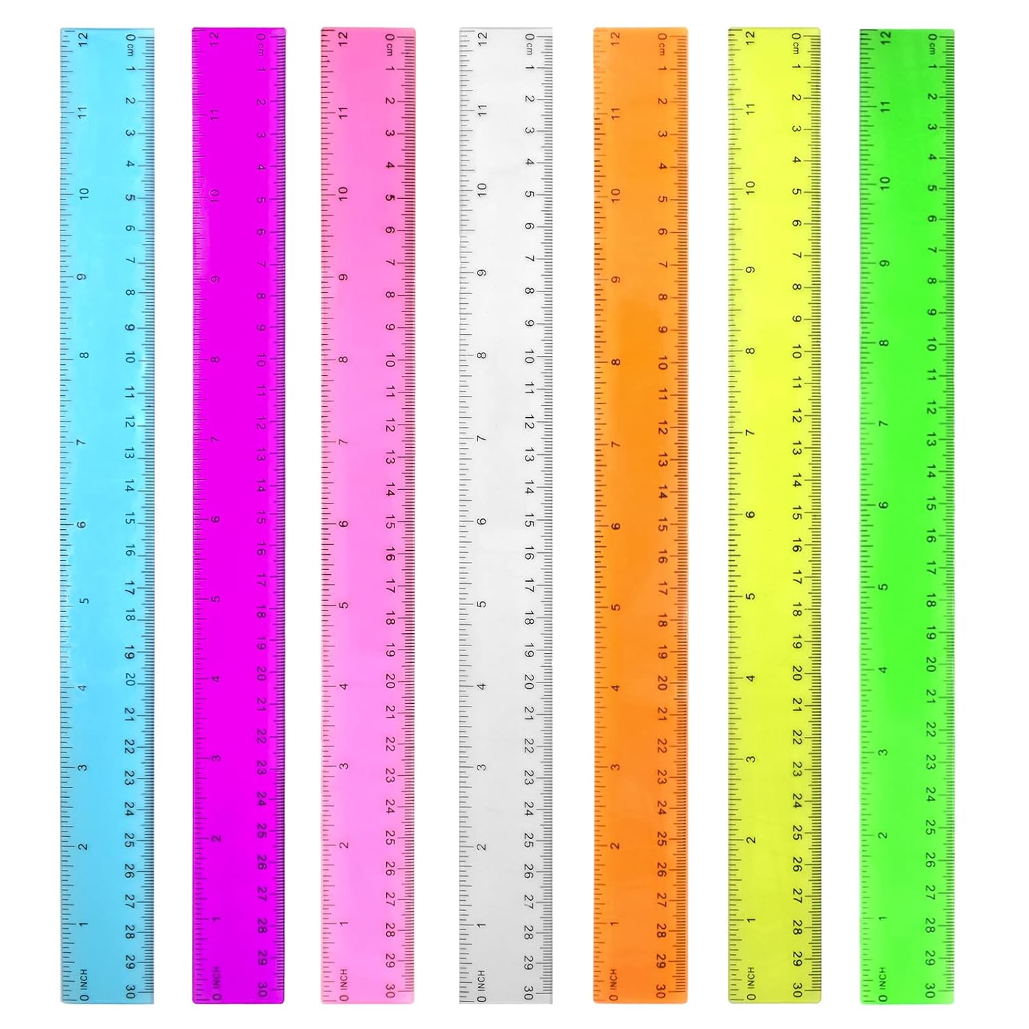 Color Clear Ruler Plastic Rulers - Ruler 12 inch, Kids Ruler for School