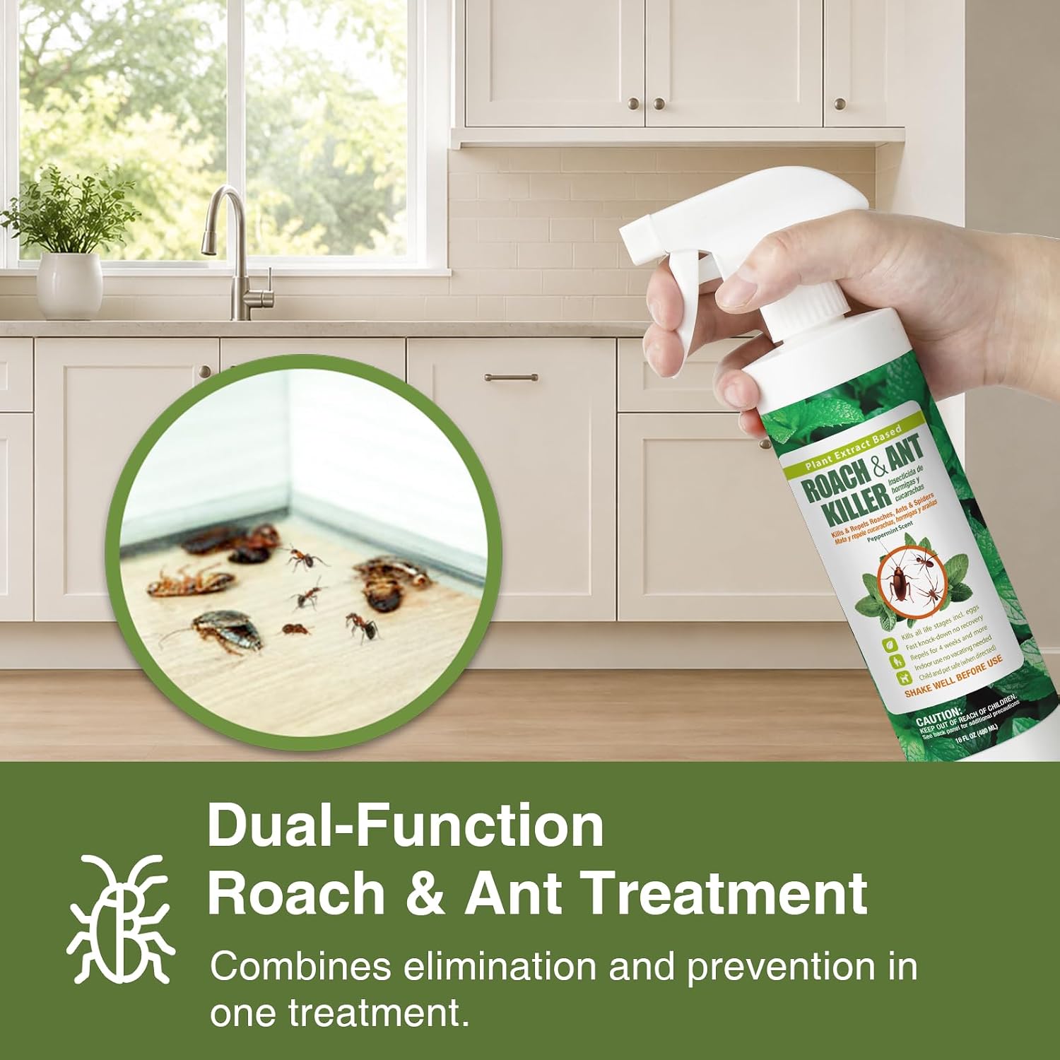 EcoVenger® Roach and Ant Killer 16 oz | Kills on Contact | Extended 4-Week Deterrence | Peppermint Scent | Child and Pet Safe