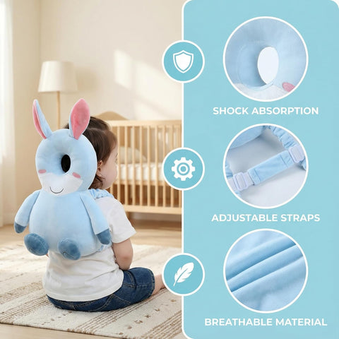 Baby Head Protection Backpack - Soft Lightweight Fall Cushion for Toddlers During Crawling & Walking, Helps Ease Impact from Backward Tumbles(Donkey)