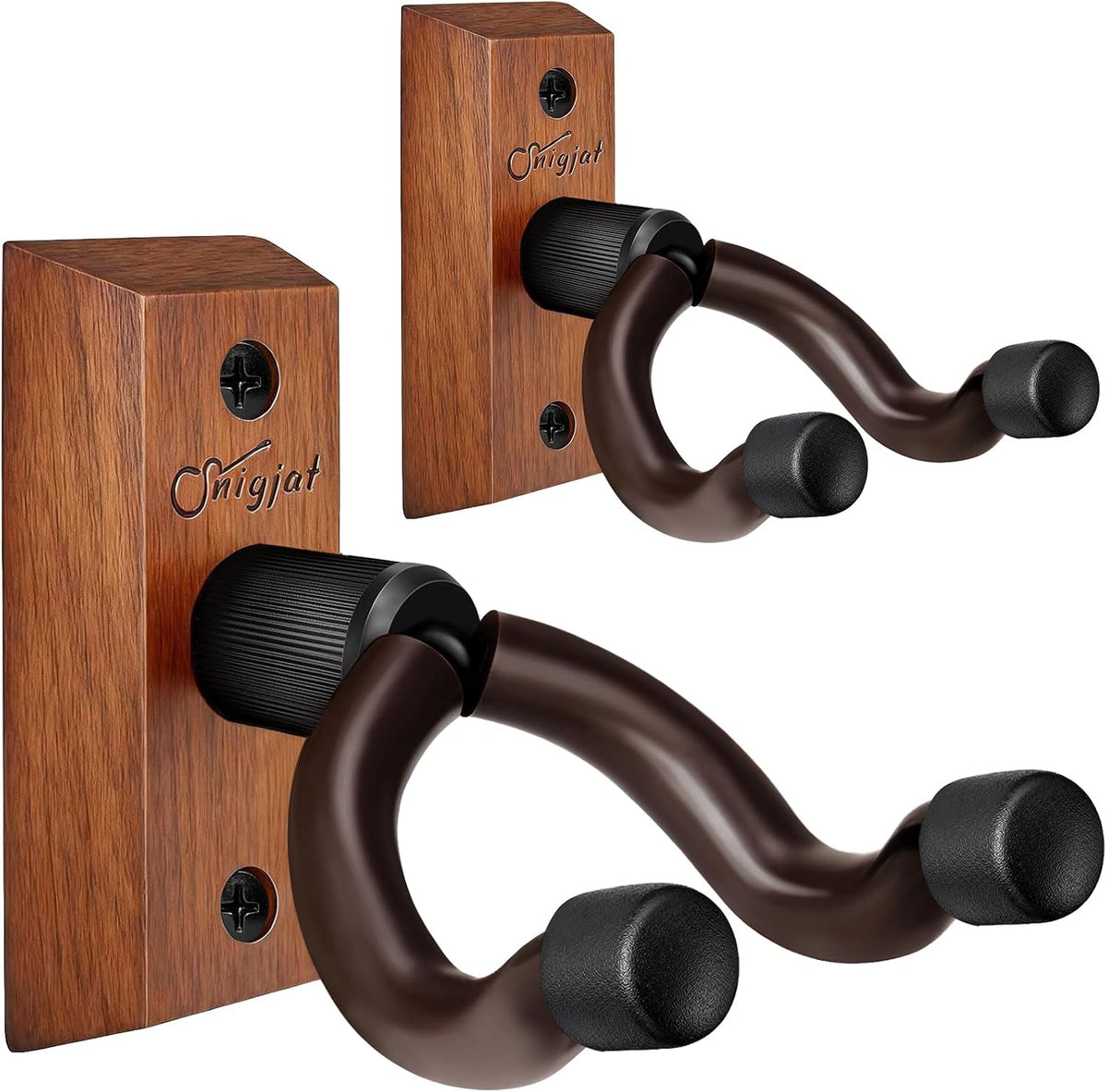 SNIGJAT Guitar Wall Mount 2 Pack, Wood Guitar Hanger Wall Hook with Screws