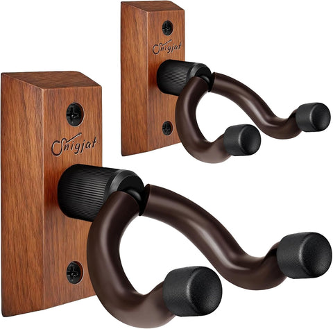 SNIGJAT Guitar Wall Mount 2 Pack, Wood Guitar Hanger Wall Hook with Screws