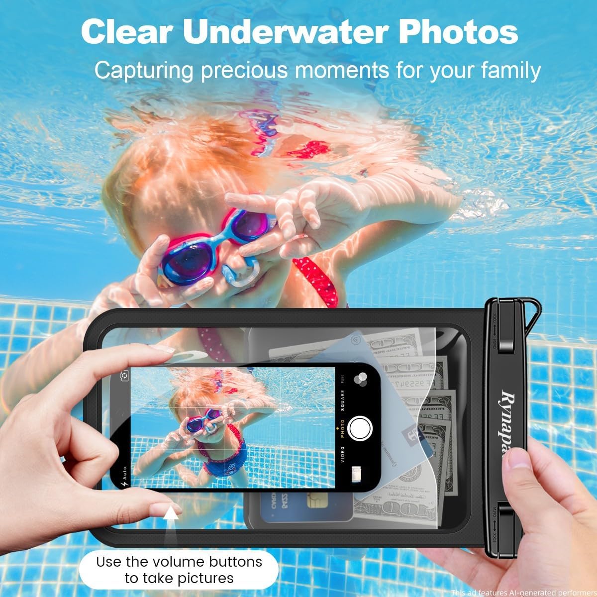 Rynapac Large Waterproof Phone Pouch Up to 10", 2 Pack IPX8 Protector Pouch