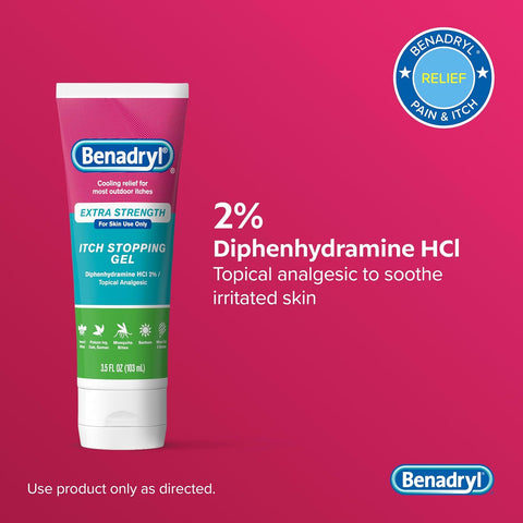 Benadryl Itch Relief Gel Extra Strength, 2% Diphenhydramine HCl, 3.5 fl. Oz