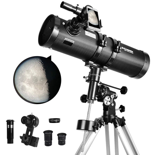 Telescope 130EQ Newtonian Reflector Telescopes for Adults, Professional Telescopes for Adults Astronomy, Comes with 1.5X Barlow Lens Smartphone Adapter & 13% T Moon Filter