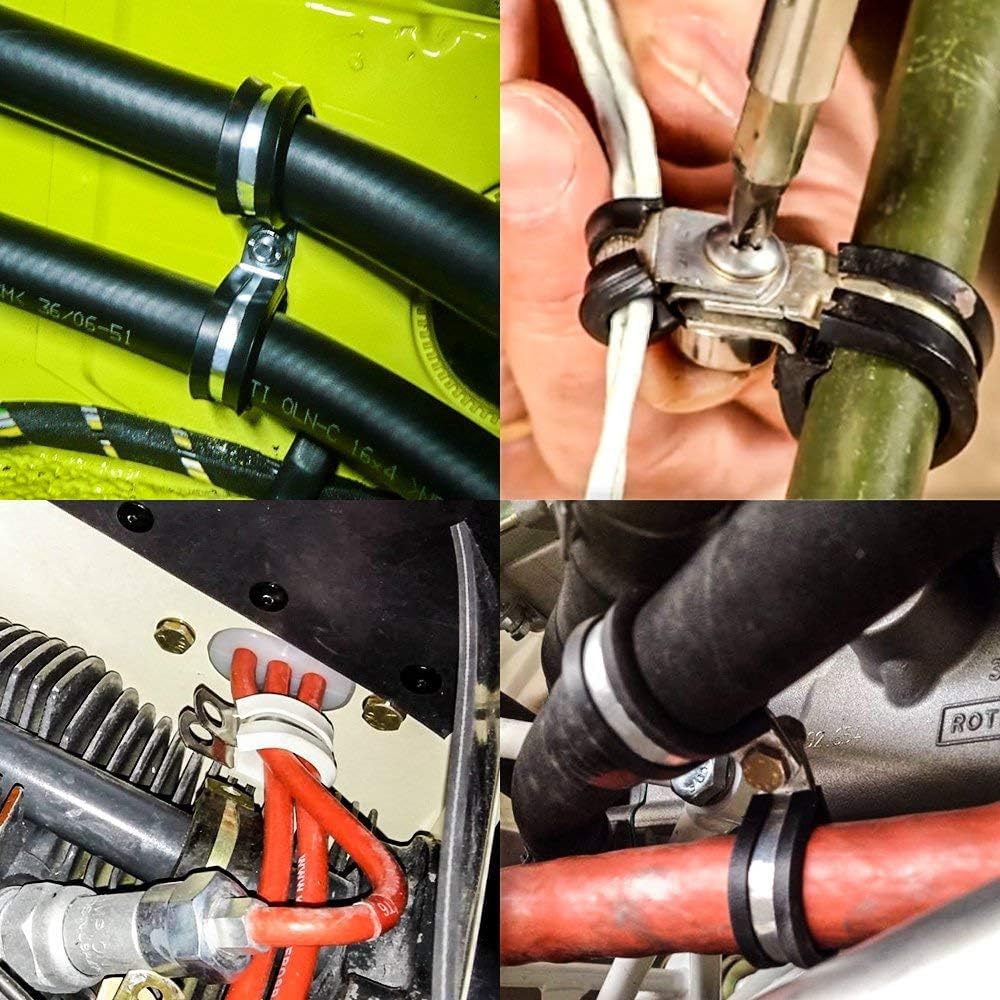 LOKMAN 20 Pack 1/2 Inch Stainless Steel Cable Clamp, Rubber Cushioned Insulated Clamp, Conduit Wire Holder Strap Clips for Tube, Pipe or Wire Cord Installation