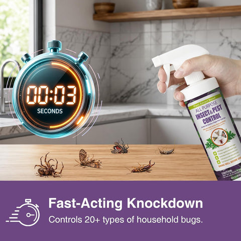 EcoVenger by EcoRaider All Purpose Insect Control 16 oz, Fleas, Fruit Flies, Gnats, Moths, Roaches, Spiders, Fast Kill, Lasting Prevention, Kill Eggs, Plant Extract Based & Non-Toxic, Child & Pet Safe