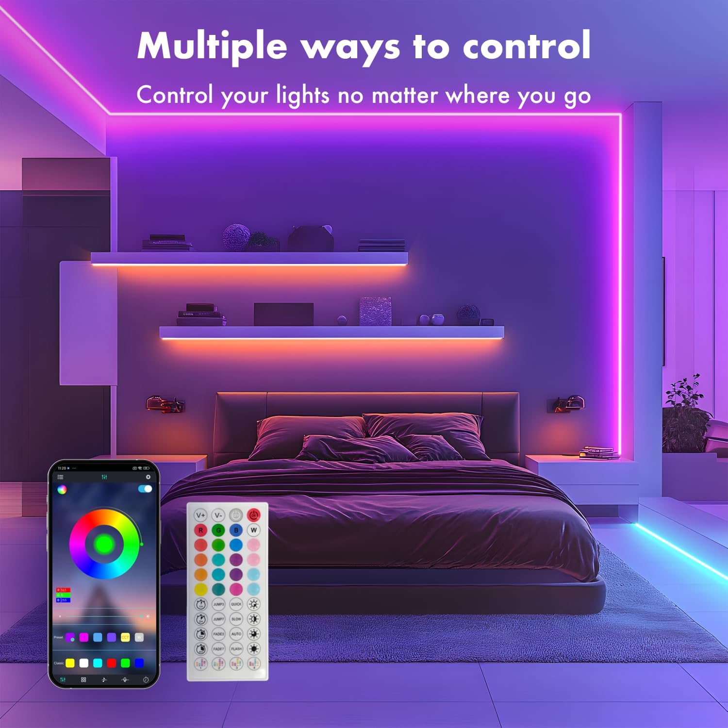 SILFU Neon Rope Lights, 40FT RGB LED Strip Lights