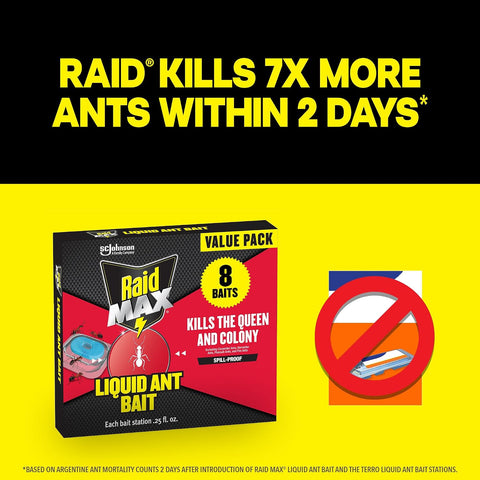 Raid MAX Liquid Ant Killer Baits, Indoor & Outdoor Use, 8 Count