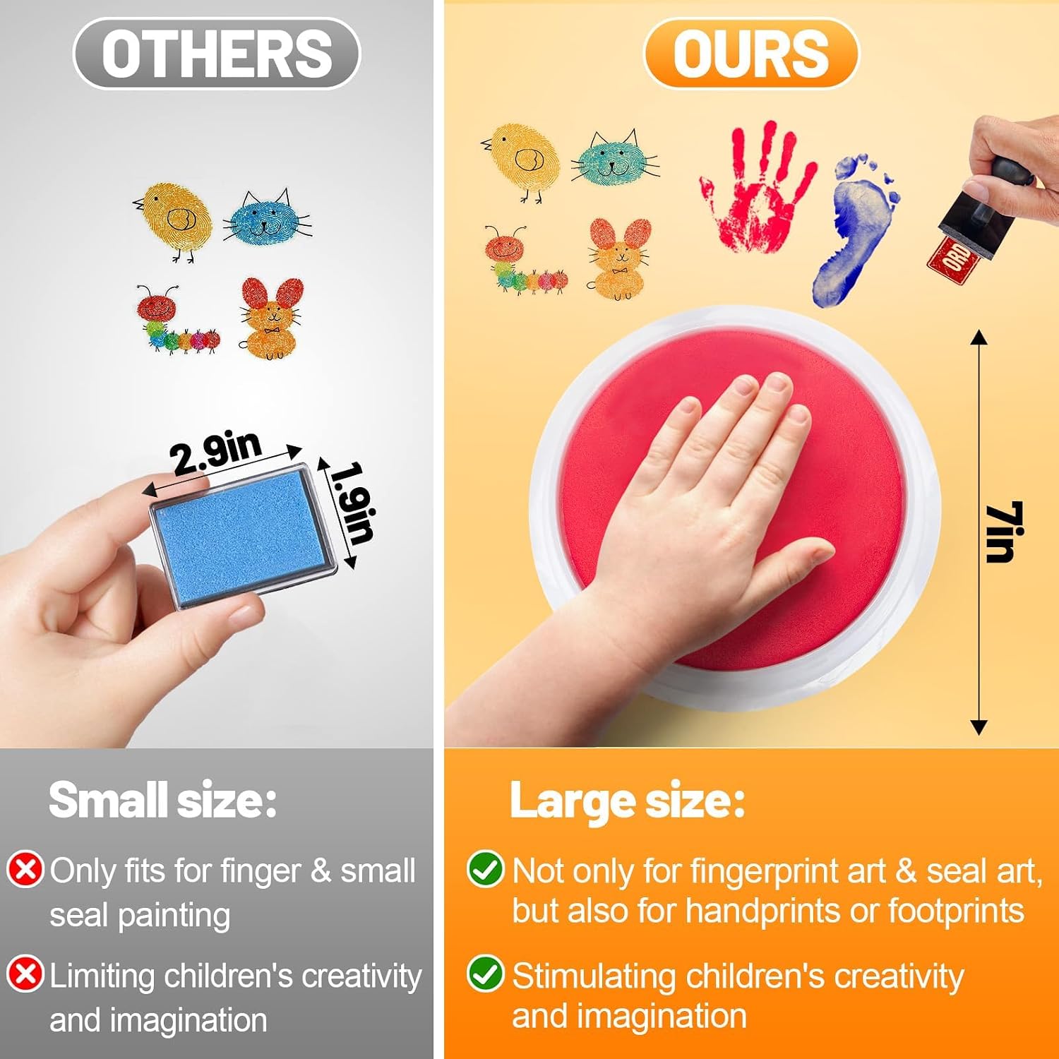 Biggun 7" Large Ink Pad for Kids Craft Scrapbook Supplies Finger Paint