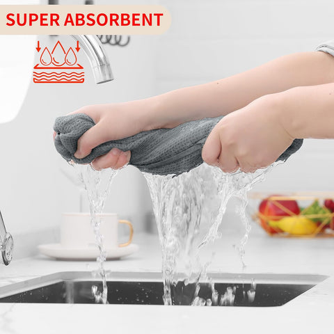 Homaxy 100% Cotton Waffle Weave Kitchen Dish Towels 8-Pack, Grey