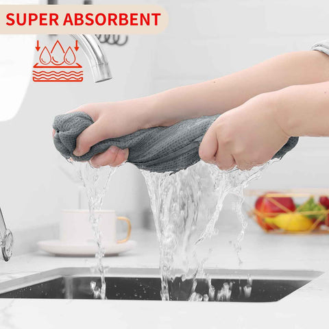 Homaxy 100% Cotton Waffle Weave Kitchen Dish Towels 6-Pack, Grey