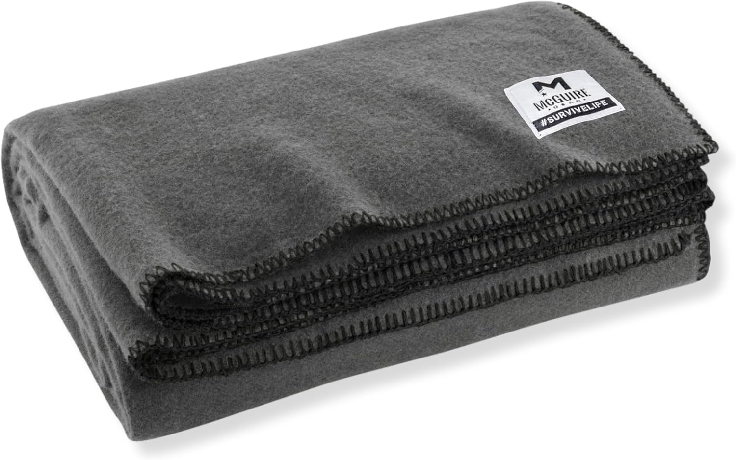 M MCGUIRE GEAR Heavy Duty Wool Blanket, Survival, Emergency, and First Aid Use – Mil-Spec, Fire Retardant, Durable Outdoor Wool Blankets for Camping. - Grey, (64 x 90 inches)