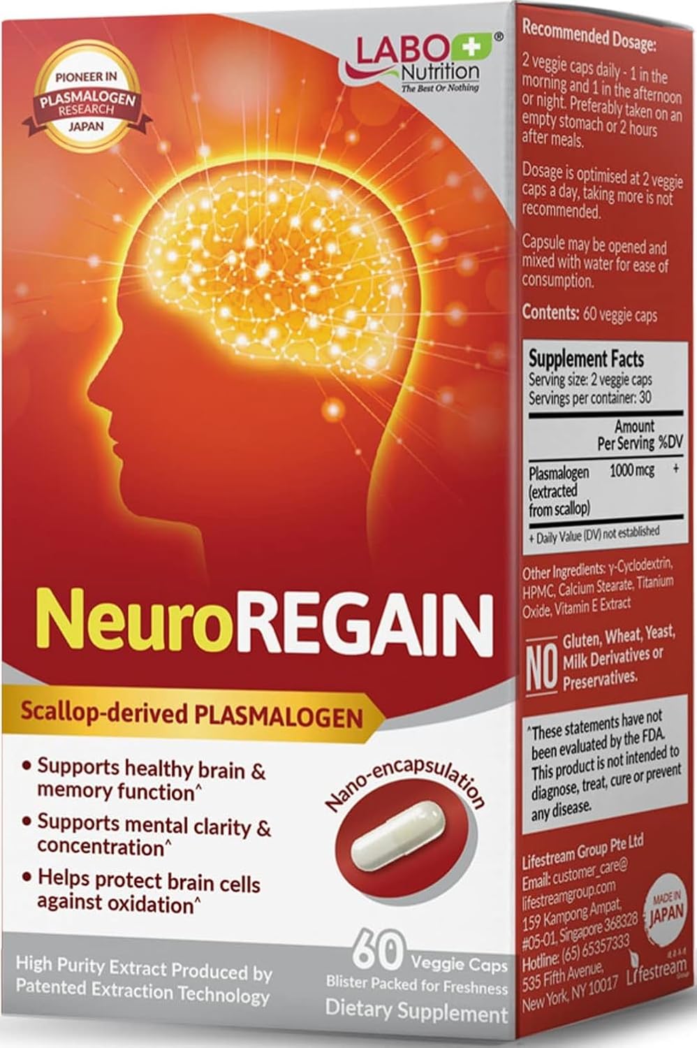 LABO Nutrition NeuroREGAIN Scallop Plasmalogen - Brain & Memory Support
