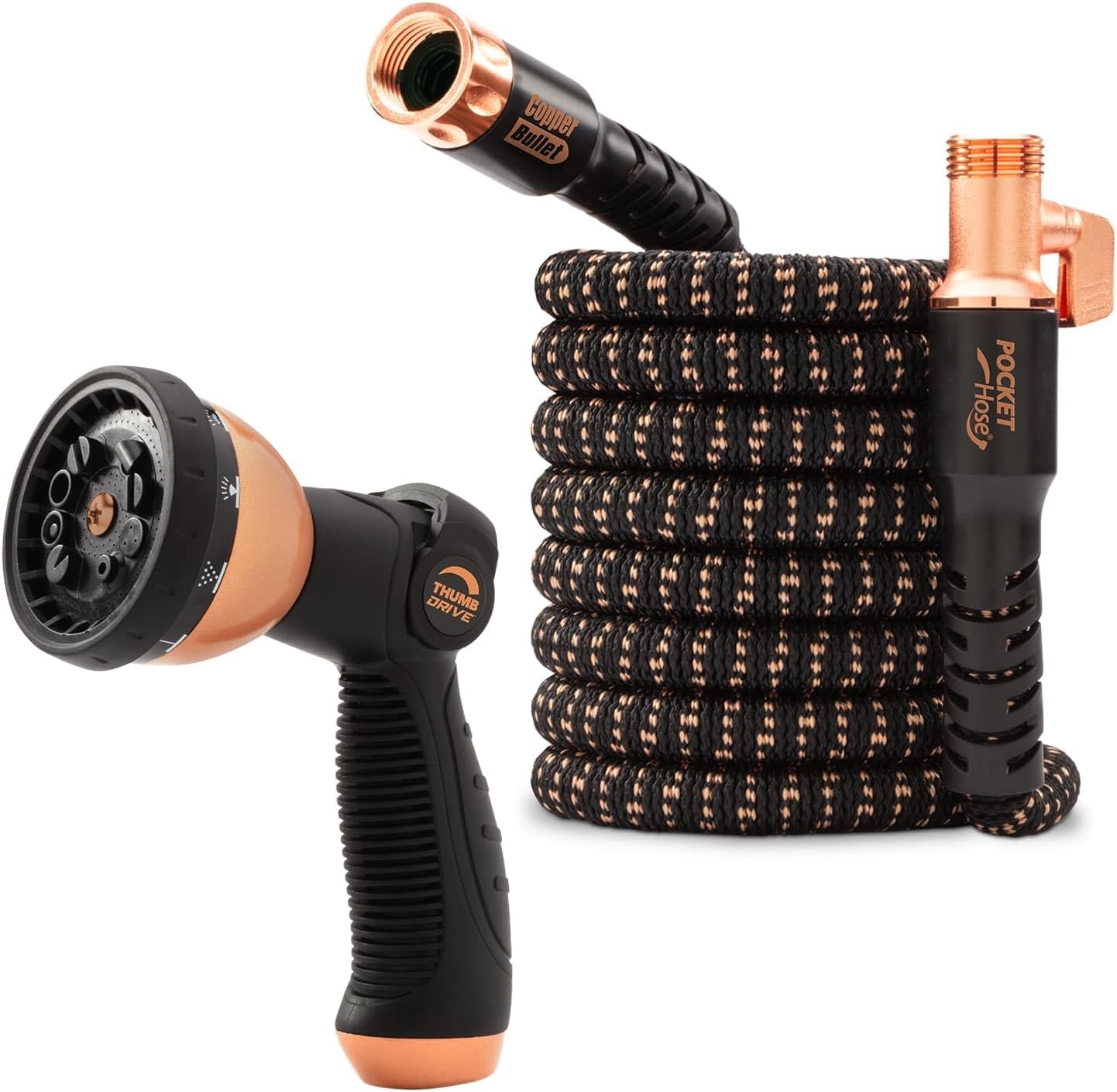 Pocket Hose 50 FT Copper Bullet Hose, 10-Pattern, 650psi