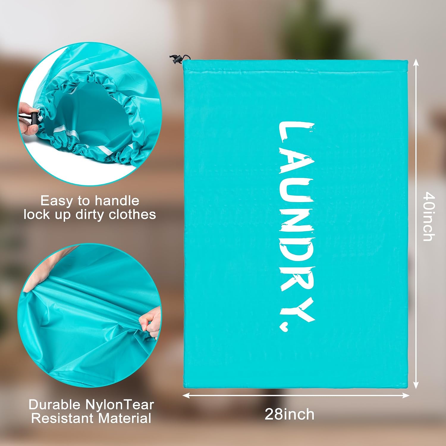 2 Pack Travel Laundry Bag,28" x 40", Extra Large Dirty Clothes Organizer
