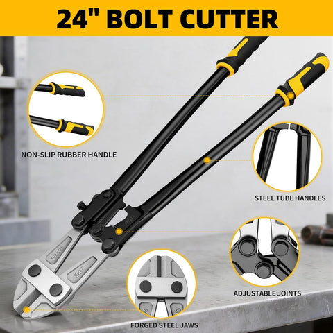 GRENPRO 24 Inch Heavy Duty Bolt Cutter, Chrome Vanadium, Anti-Slip Handle