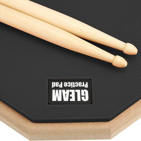 GLEAM Drum Practice Pad - 8 inch Silicone Surface High Density Compressed Wood Foam Backside (Double-sided) (8 inch rubber)